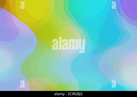 Pastel wave gradient abstract background in blue, yellow, green and lilac, smooth transitions, airy minimal Stock Photo