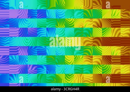 Multicolor abstract blocks, seamless zebra pattern, rainbow optical effect, geometric shapes, vivid modern composition. Stock Photo