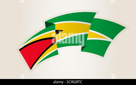 Guyana Flag in Abstract Ribbon Shape, National Symbol of the Guyana. This vector is ideal for use in national events, Independence Day, international Stock Vector