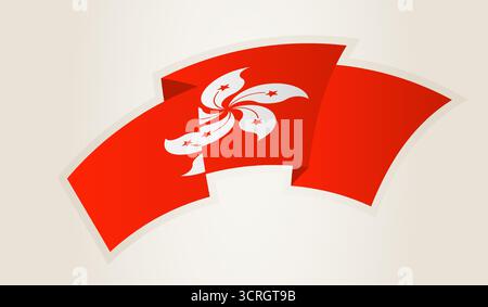 Hong Kong Flag in Abstract Ribbon Shape, National Symbol of the Hong Kong. This vector is ideal for use in national events, Independence Day, internat Stock Vector