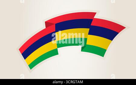 Mauritius Flag in Abstract Ribbon Shape, National Symbol of the Mauritius. This vector is ideal for use in national events, Independence Day, internat Stock Vector