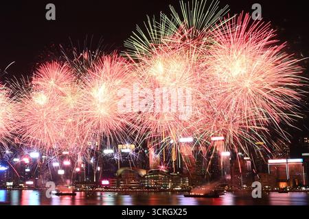 Fireworks exploding over Victoria Harbor on October 1, 2026 in Hong ...