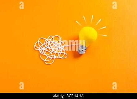 Transform your thoughts into an idea. Find an answer. Formulate an idea. Find the grain of truth. Concept for innovation, creativity, education, psych Stock Photo