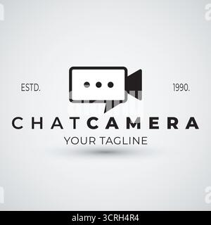 Abstract vector chat bubble video camera logo vector template suitable for live streaming Stock Vector