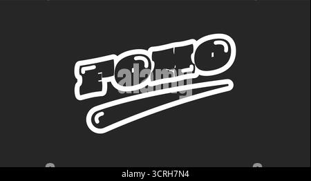FOMO acronym retro black outline social media phrase Stock Vector