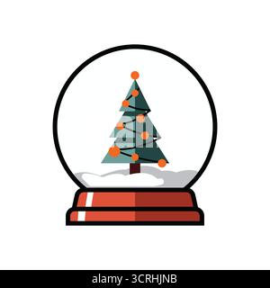 Festive christmas tree inside a snow globe for holiday celebrations vector illustration Stock Vector