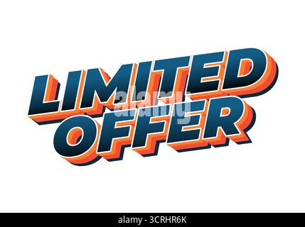 A bold and colorful graphic design featuring the text Limited Offer in a 3D style, suitable for promotional materials. Stock Vector