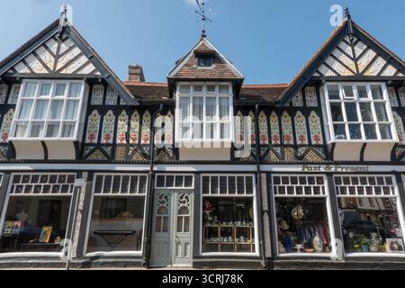 The Radnor Buildings with their ornate plaster work and timber frame. Presteigne Powys Wales UK. August 2025 Stock Photo