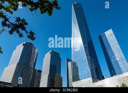 The Freedom Tower is a skyscraper adjacent to the 911 memorial in New York City, USA  2025 Stock Photo
