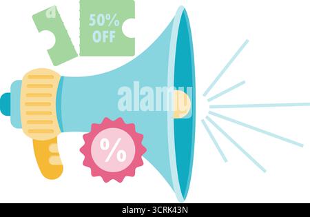 loudspeakers for marketing strategies, promotions using megaphones Stock Vector