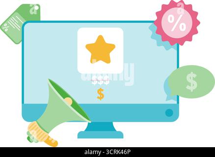 illustration of price cuts, online shopping, discount promotions Stock Vector