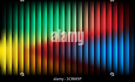 Colorful spectrum bars with smooth gradient transitions in yellow, green, red and blue on black background, vector illustration Stock Vector