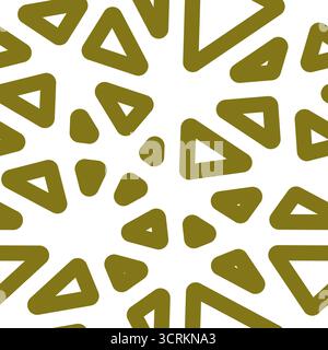 Tileable abstract background. Big triangles size. Solid color style. Rounded triangles outlined. Repeatable pattern. Olive Harvest. Stock Vector