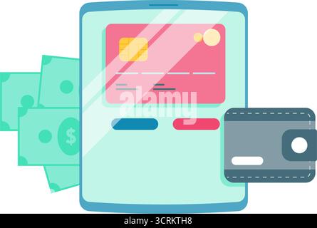 digital financial applications and online debit cards Stock Vector