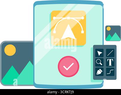 display of design applications on smartphone devices Stock Vector