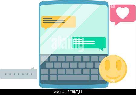 display of messaging applications on smartphone and tablet devices Stock Vector