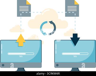 data transfer using cloud storage systems Stock Vector
