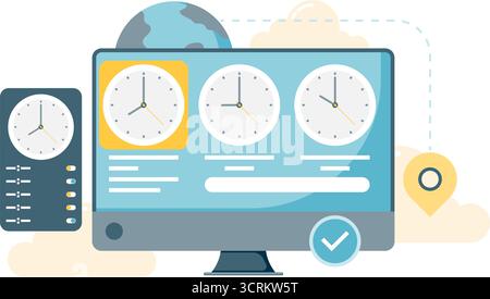 clock displays around the world Stock Vector