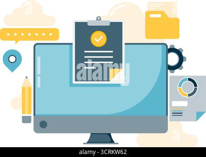 to-do lists and computer monitors Stock Vector