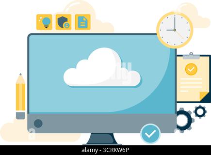 data storage security, cloud storage access Stock Vector