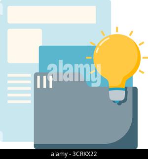 folder files and lights on, list of company problem solutions Stock Vector