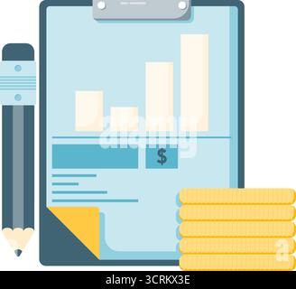 company business growth presentation, infographics on clipboard Stock Vector