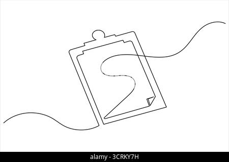 Checklist clipboard continuous line drawing minimal one line art concept of task list organization Stock Vector