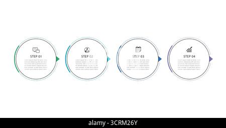 Modern business 4 step infographic with circular layout. Stock Vector