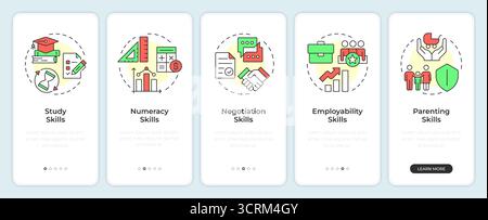 Life skills onboarding mobile app screen Stock Vector