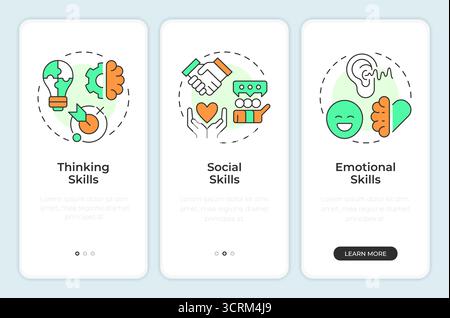 Life skills onboarding mobile app screen Stock Vector