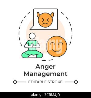 Anger management multi color concept icon Stock Vector