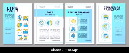 Life skills blue brochure layout Stock Vector