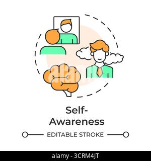 Self awareness multi color concept icon Stock Vector