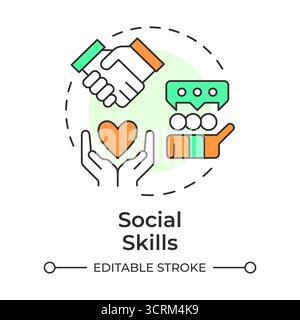 Social skills multi color concept icon Stock Vector