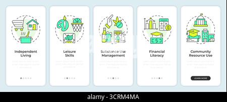 Life competencies onboarding mobile app screen Stock Vector