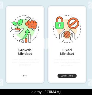 Self management skills onboarding mobile app screen Stock Vector