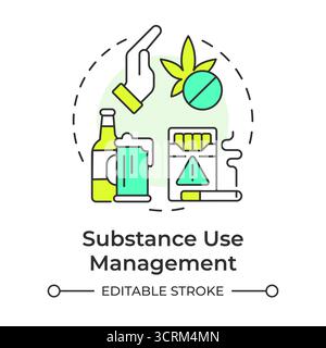 Substance use management multi color concept icon Stock Vector