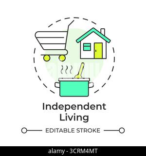 Independent living multi color concept icon Stock Vector