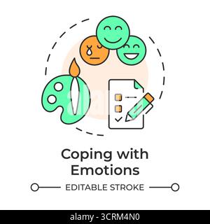 Coping with emotions multi color concept icon Stock Vector