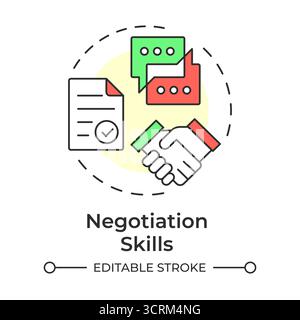 Negotiation skills multi color concept icon Stock Vector