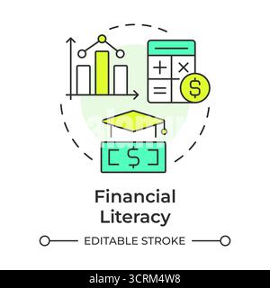 Financial literacy multi color concept icon Stock Vector