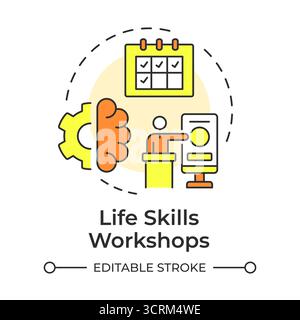 Life skills workshops multi color concept icon Stock Vector