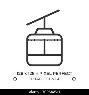 Cable car pixel perfect line icon Stock Vector