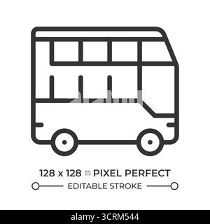 Double decker bus pixel perfect line icon Stock Vector