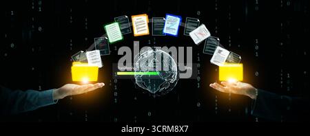 Futuristic data transfer across globe, representing cloud computing, business communication, secure digital connection, and worldwide information shar Stock Photo