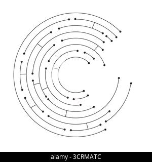 Circuit board circle line dots connection. Motherboard electronic technology data, electrical board, cpu. Programming science, computer system elements. Vector illustration Stock Vector