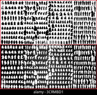 Beggar Silhouette Poses Collection - Standing, Sitting, Walking, Pointing, Gesture Vector Figures for Design and Illustration Stock Vector