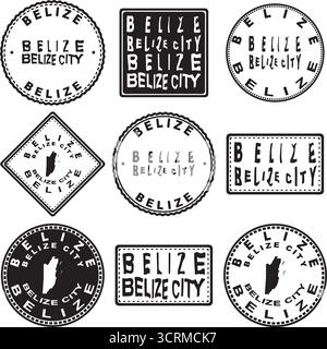 Belize Belize City Round Seal Map Design Stock Vector