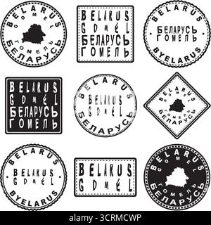 Belarus Gomel Round Seal Map Design Stock Vector