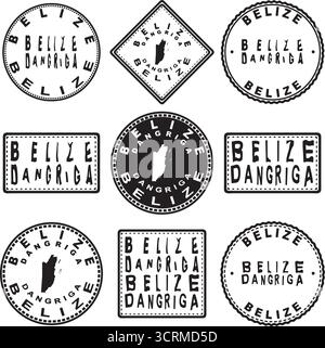 Belize Dangriga Round Seal Map Design Stock Vector